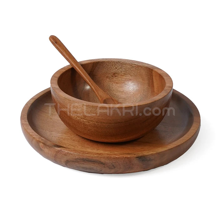 Wooden Bowl Plate Spoon Set – The Lakri - Main Image