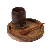 Wooden Tea Tray, Mug and a Spoon Set