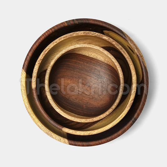 Wooden 3 Big Bowl Set