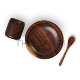 Wooden Glass Plate Spoon Set