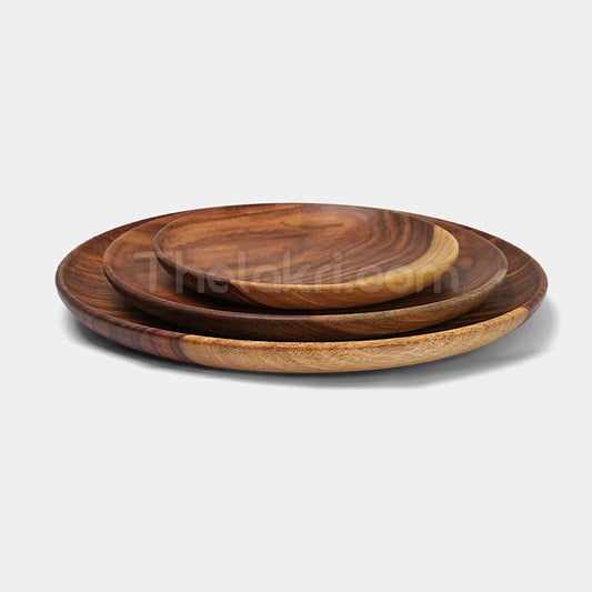 Wooden 3 Plate Set