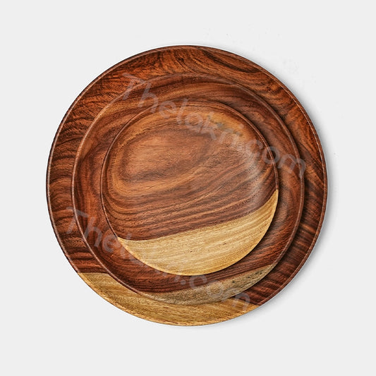 Wooden 3 Plate Set