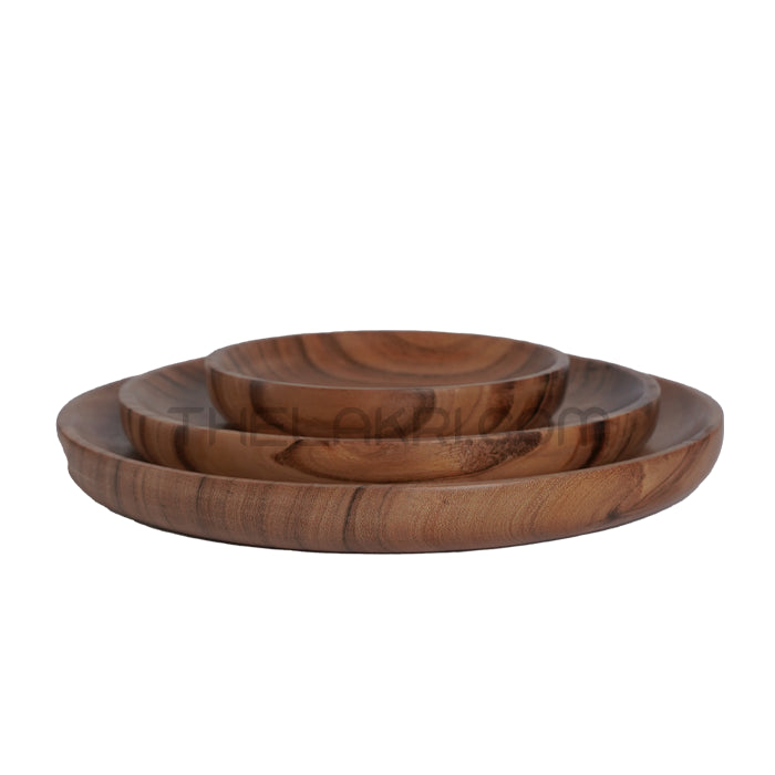 Wooden 3 Plate Set