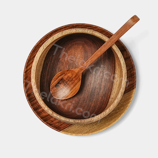 Wooden Bowl Plate Spoon Set