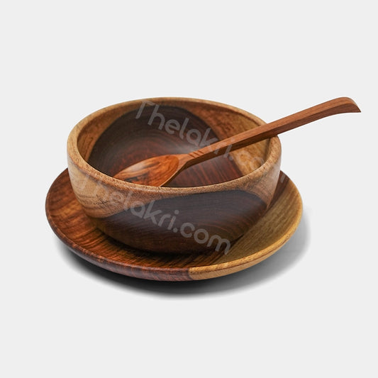 Wooden Bowl Plate Spoon Set
